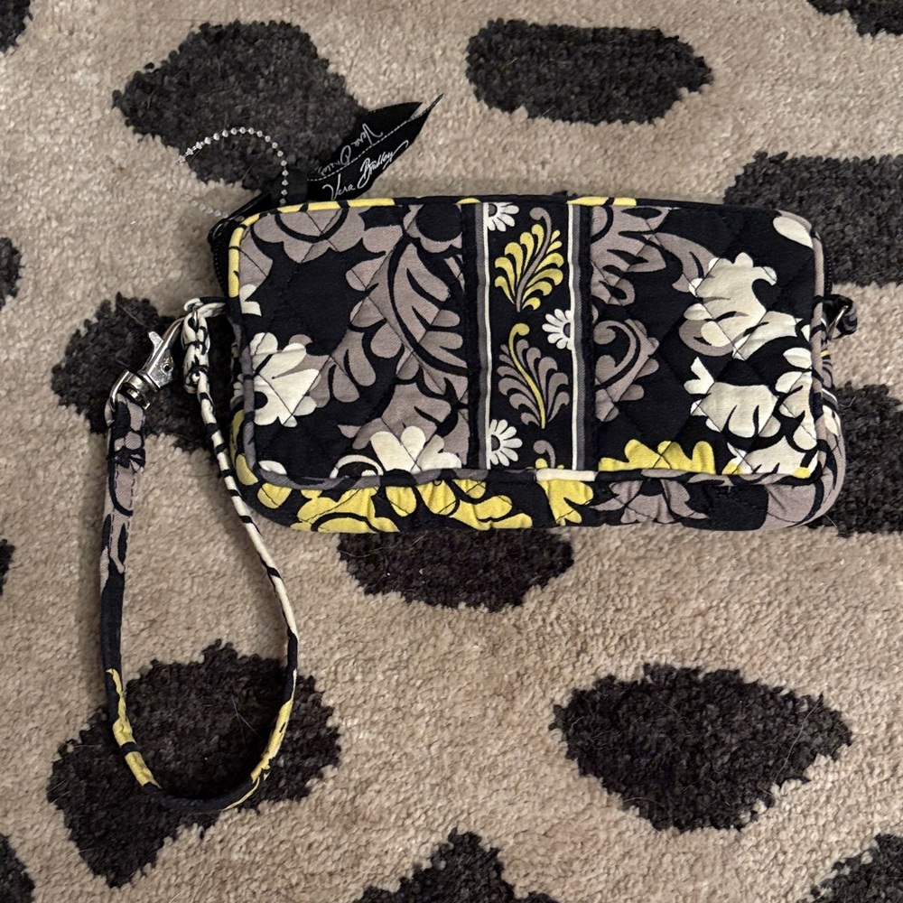 Vera Bradley Black and Yellow Floral Wristlet